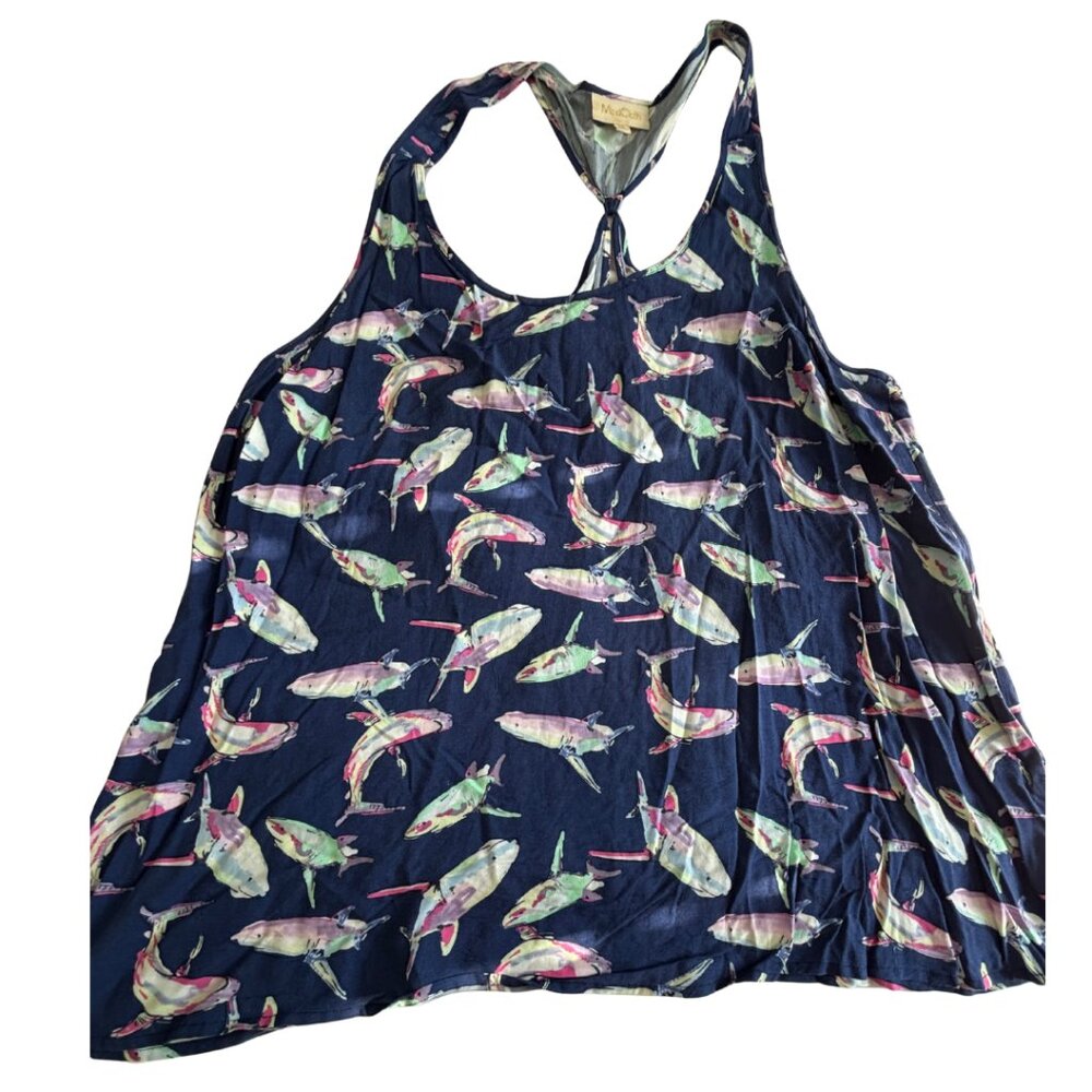 ModCloth blue shark racerback tank top 2X